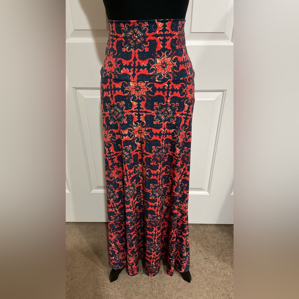 LuLaRoe Red and Blue Maxi Skirt